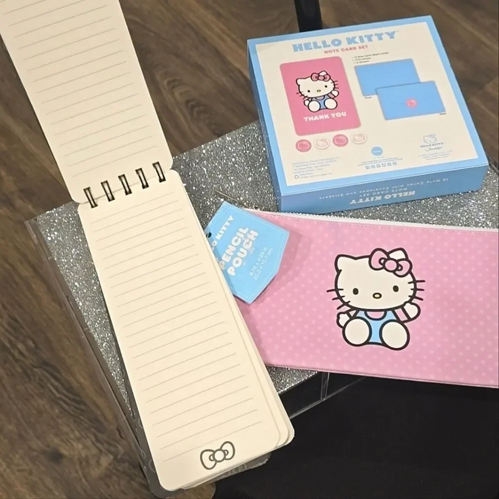 Hello Kitty Pencil Pouch, Reporter's List Pad, & Notecard Set‎